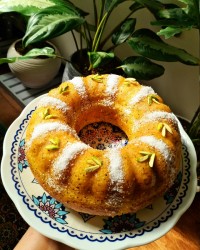 کیک شربتی با تخم خرفه