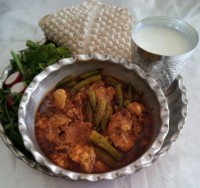بامیه و گوشت (تاس کباب محلی سنندج)