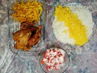 زرشک پلو با مرغ شکم پر