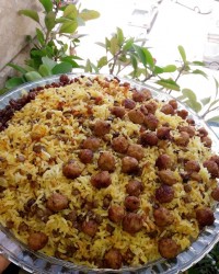 عدس پلو با گوشت قلقلی