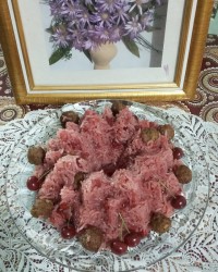 آلبالو پلو با گوشت قلقلی