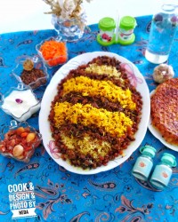 عدس پلو با گوشت چرخ کرده