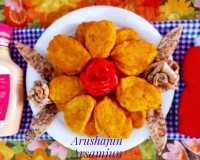 کوکو سیب زمینی پخته زعفرونی با پنیر پیتزا