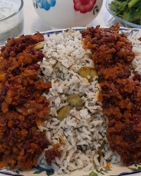 باقلا پلو با گوشت چرخ کرده