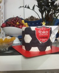 کیک تولد همسرجان با فیلینگ موز و گردو اولین تجربه فوندانت