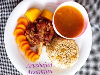 ماهیچه زعفرانی با باقالی پلو تقدیمی