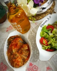 دلمه برگ کلم با رب انار