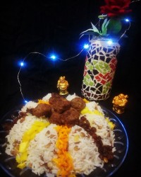 عدس پلو با کوفته قلقلے