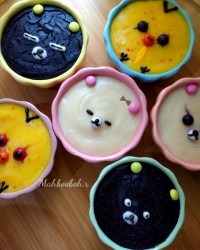 پودینگ شکلاتی و زعفرانی و ساده