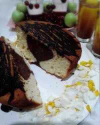 ♡ڪـیڪـ دو رنــگ ♡ شـربـت خـاڪـشـیر♡ شـربـت آلـبـالــو♡