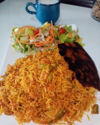 لوبیا پلو با گوشت چرخی