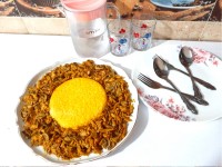 ❤برنج زعفرانی با مرغ ریش ریش❤