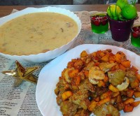 خوراک جگر مرغ، سوپ خامه و قارچ