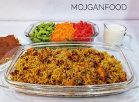 پلو لوبیا چشم بلبلی با مرغ