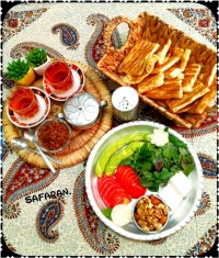 نان و پنیر و سبزی صبحانه تزیین ایده
