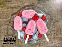 بستنی توت فرنگی (بدون تخم مرغ)