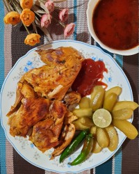 خوراک مرغ سرخ شده