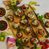 قارچ شکم پر با گوشت چرخ کرده