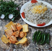 باقالی پلو با جوجه کباب