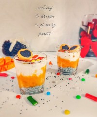 دسر انبه بستنی و تخم شربتی