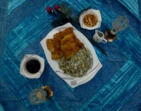 باقالی پلو با ماهی سوخاری