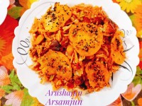 پاستای فرمی رنگی با ته دیگ سیب زمینی کنجدی تقدیمی