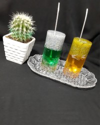 شربت دو رنگ تخم شربتی با طعم نعنا و زعفرون