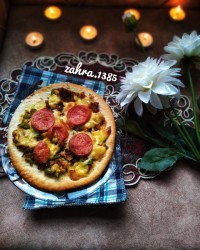 پیتزا خونگی تولد1سالگی پاپیونیم مبارک..♡