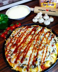 پیتزای قارچ با خمیر خونگی