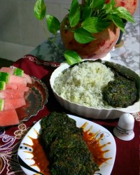 کوکو اسفناج و برنج اسفناج