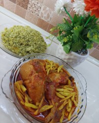 باقالی پلو و مرغ