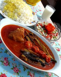 خورشت بادمجان با گوشت قل قلی