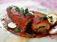 رولت مرغ و قارچ پنیری