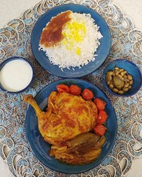 مرغ و بادمجان