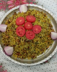 لوبیا پلو شیرازی و کباب بال و کتف مرغ