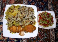 پلو لوبیا چشم بلبلی جاتون سبز