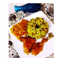 عدس پلو قالبی با مرغ