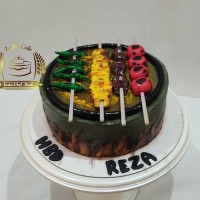 کیک منقل و کباب