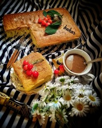 کیک تخته ای نارگیل و کشمش