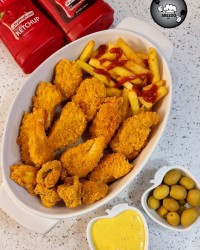 مرغ و قارچ سوخاری همراه دیپ پنیر