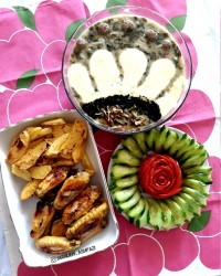 آش رشته بال مرغ سرخ شده_سیب زمینی کبابی