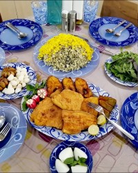 سبزی پلو و ماهی قزل آلا