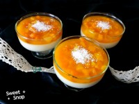 پودینگ با سس هلو