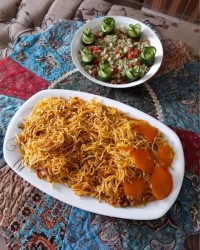 ماکارونی با قارچ ومرغ