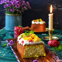 کیک بسبوسه با کرم پنیری