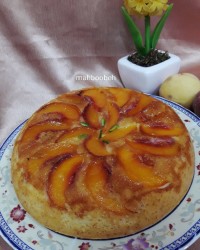 کیک آپساید داون هلو (کیک هلو برگردان)پخت در پلوپز با دستور