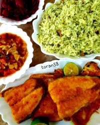 سبزی پلوبالوبیا وماهی