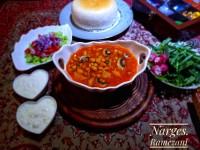 خوراک لوبیا و قارچ