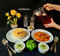 چلو خورش گوشت وسیب زمینی