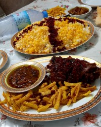 چلو گردن گوسفندی بسیارخوشمزه